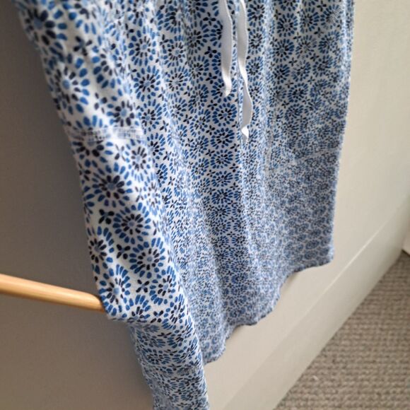 T by Talbots Womens Petite Medium Knit Dress Blue White Midi Drawstring Waist - Picture 4 of 11